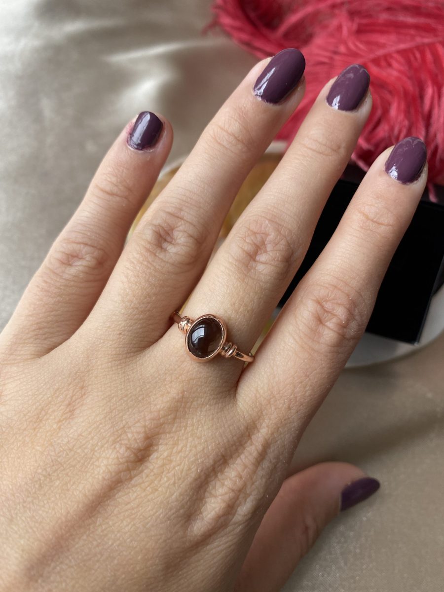 Dumanlı Kuvars Diana Rose Gold Yüzük