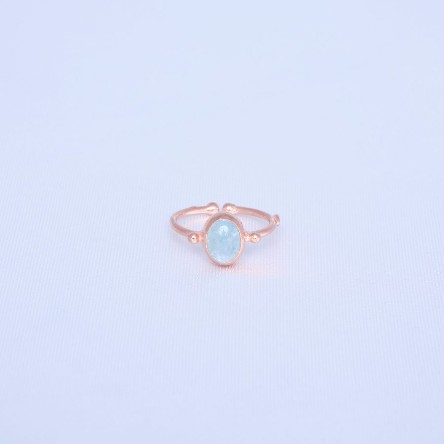 Akuamarin Basic Rose Gold Yüzük