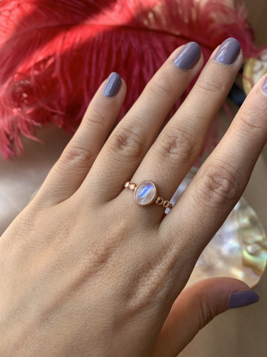 Ay Taşı Hera Rose Gold Yüzük