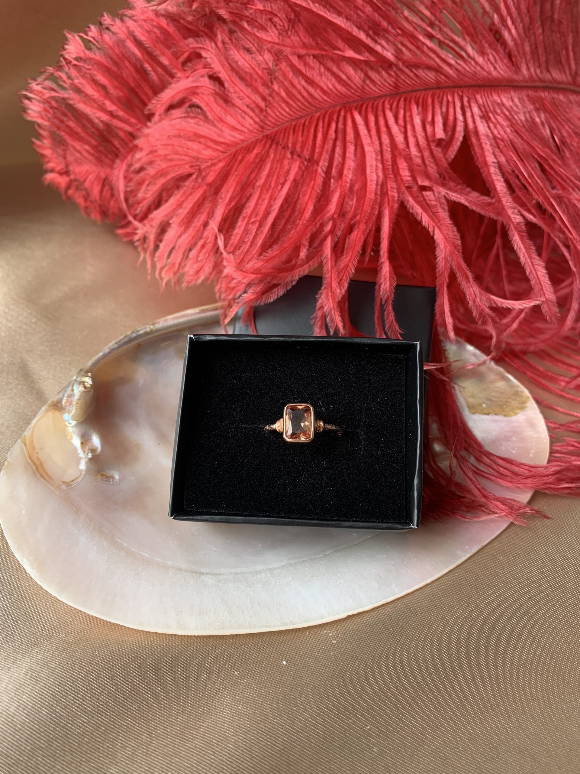 Zultanit Dörtgen Rose Gold Yüzük