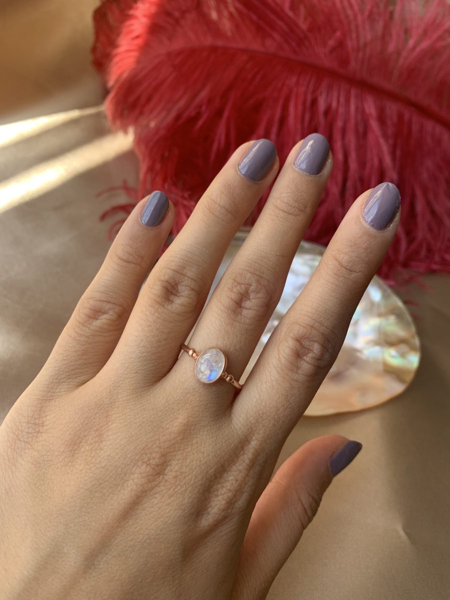 Ay Taşı Basic Rose Gold Yüzük