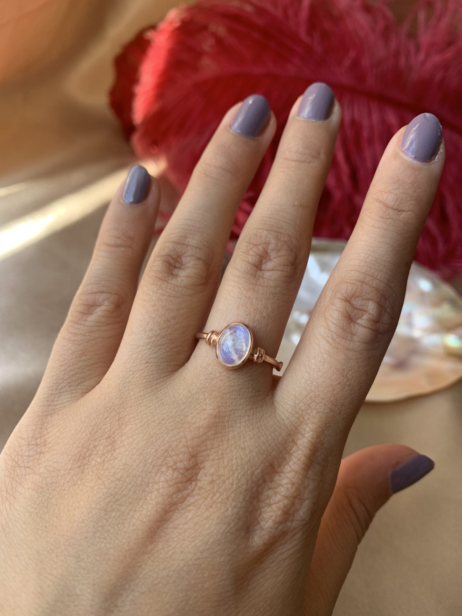 Ay Taşı Diana Rose Gold Yüzük