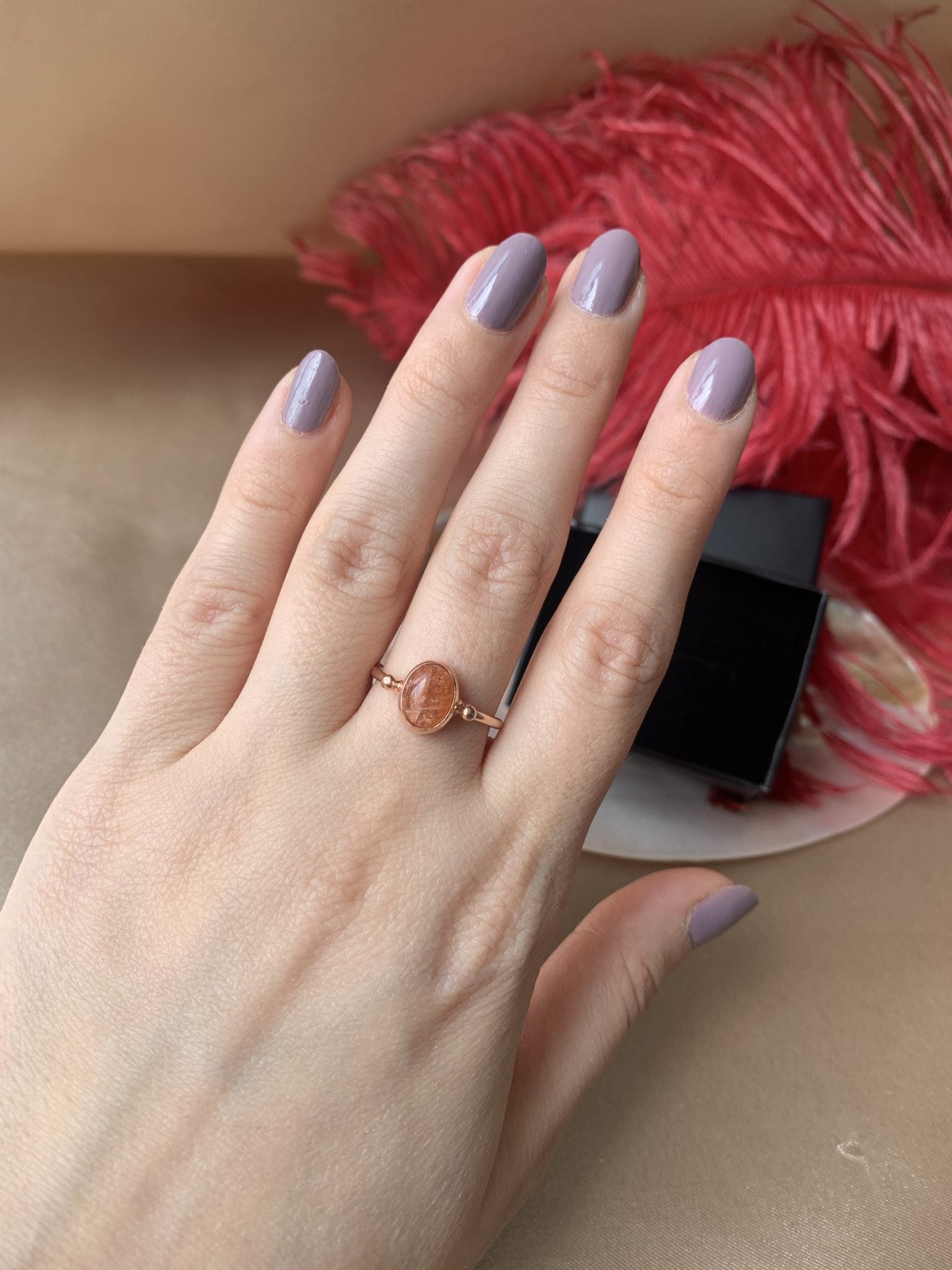 Güneş Taşı Basic Rose Gold Yüzük