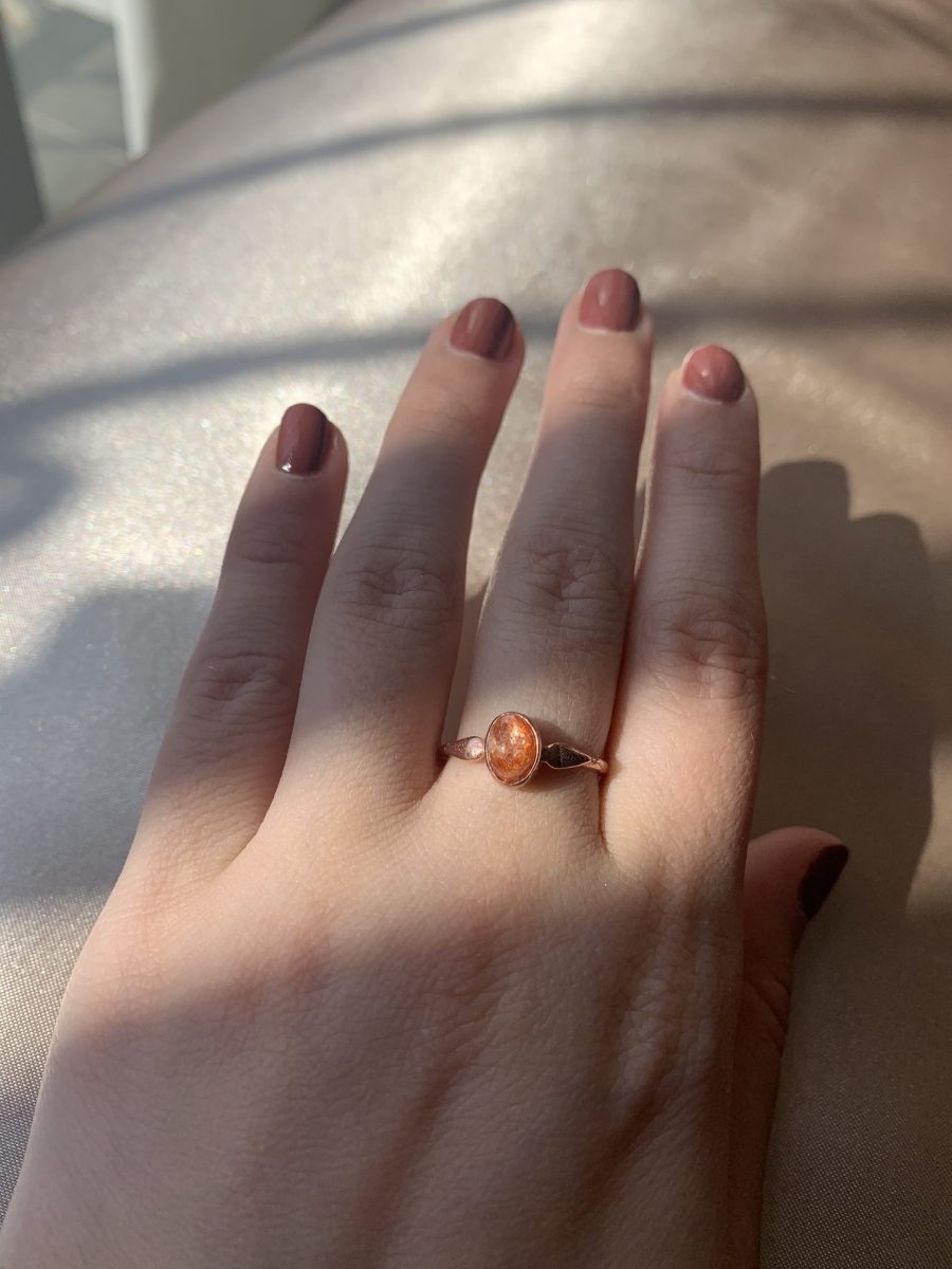 Güneş Taşı Mary Rose Gold Yüzük