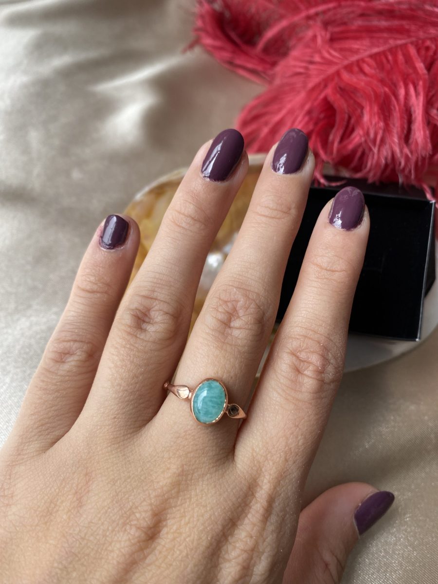 Amazonit Mary Rose Gold Yüzük