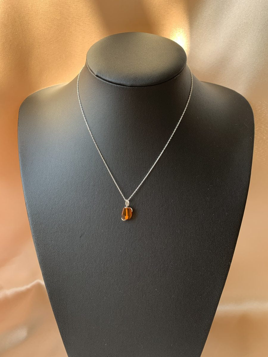 Sitrin Minimal Amber Kolye