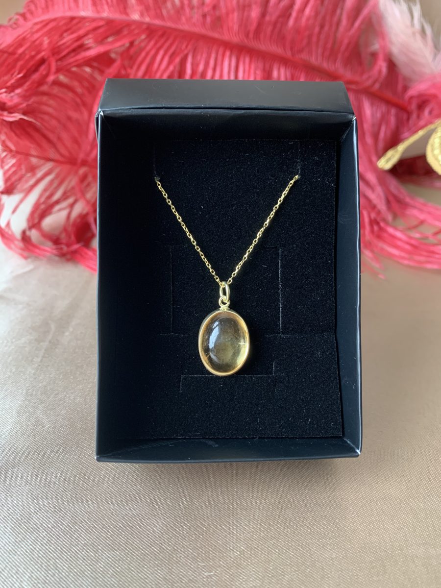 Sitrin Büyük Oval Gold Kolye