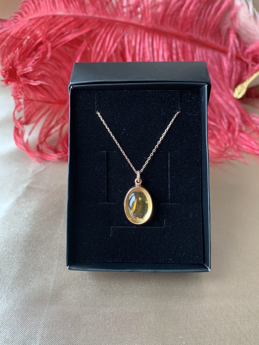 Sitrin Büyük Oval Rose Gold Kolye