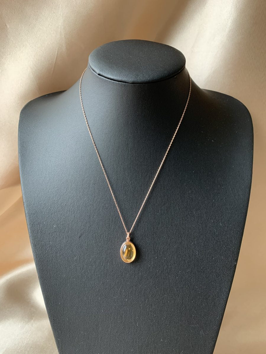 Sitrin Büyük Oval Rose Gold Kolye