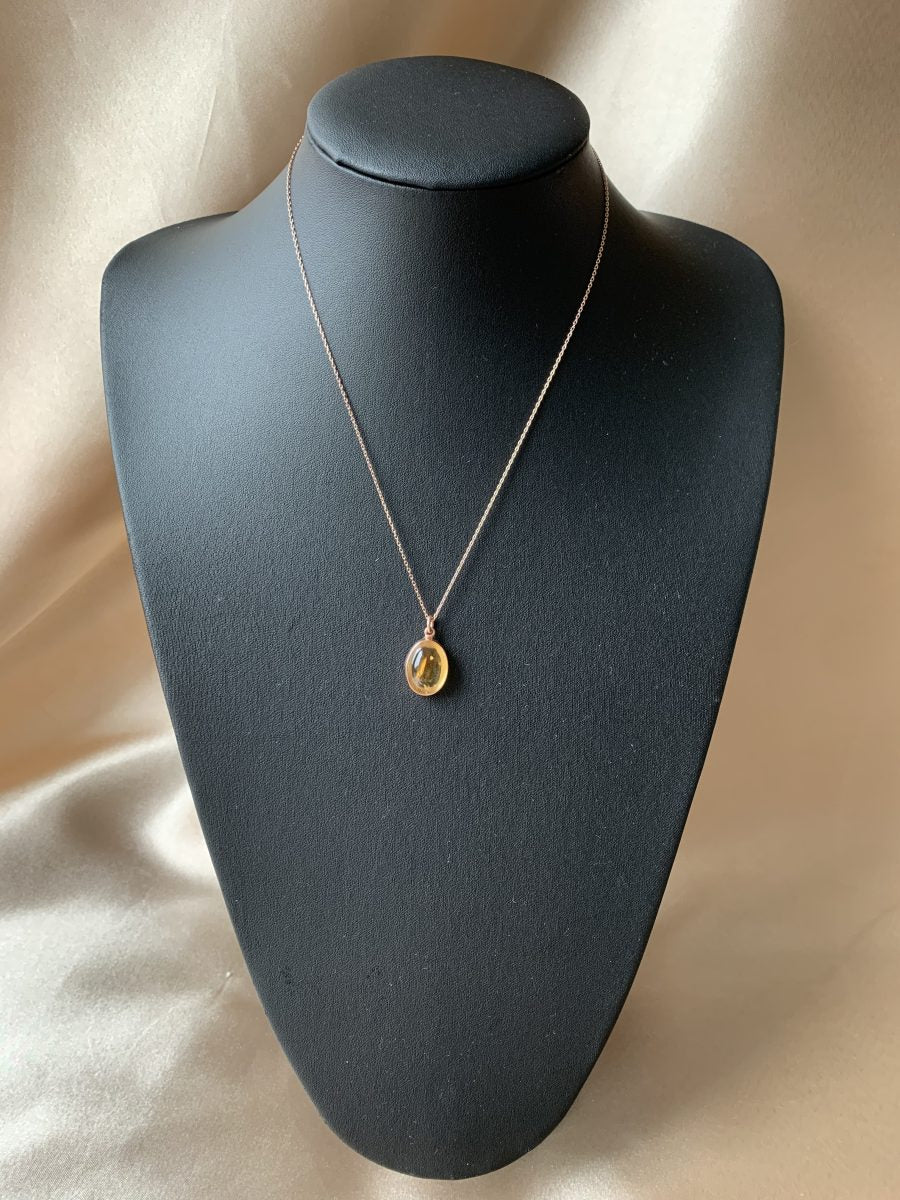 Sitrin Büyük Oval Rose Gold Kolye