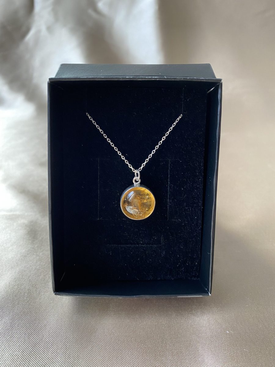 Sitrin Büyük Yuvarlak Gümüş Kolye