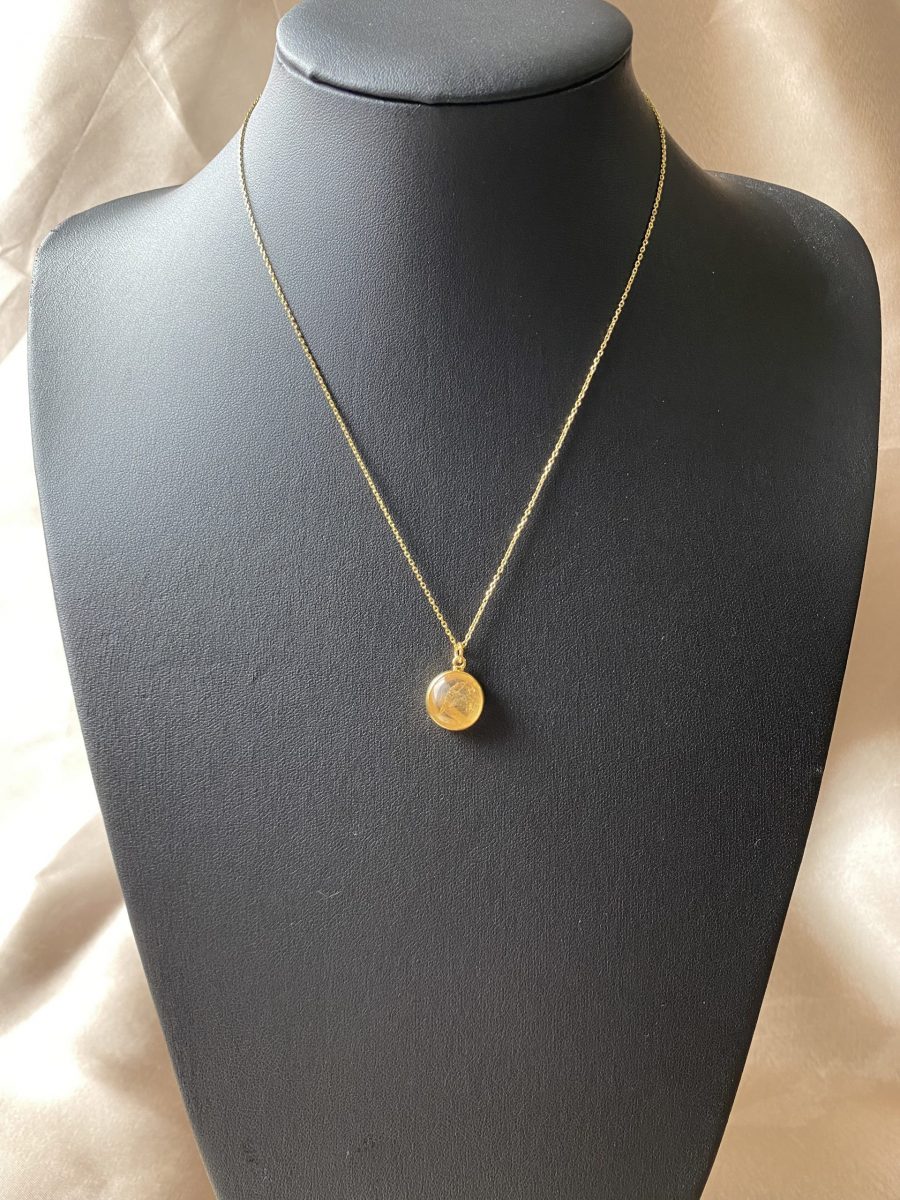 Sitrin Büyük Yuvarlak Gold Kolye