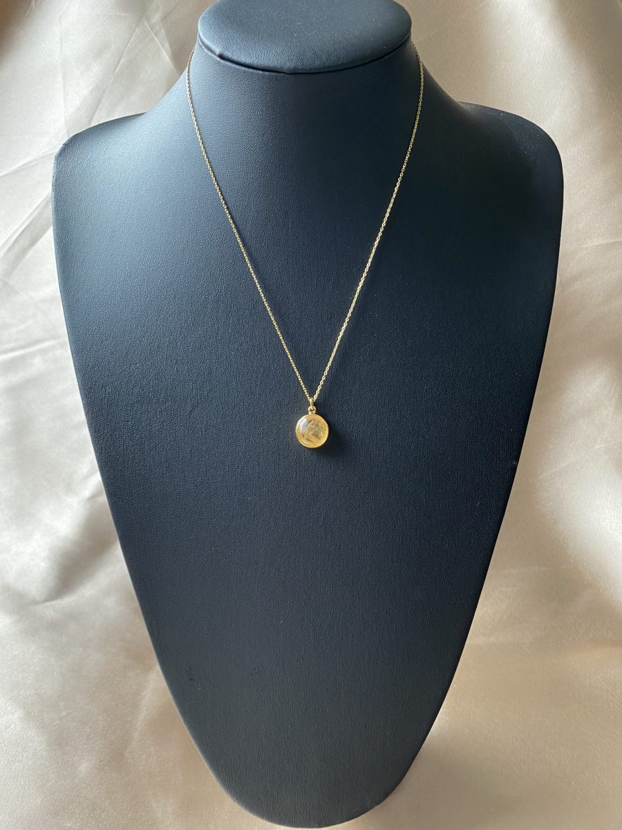 Sitrin Büyük Yuvarlak Gold Kolye