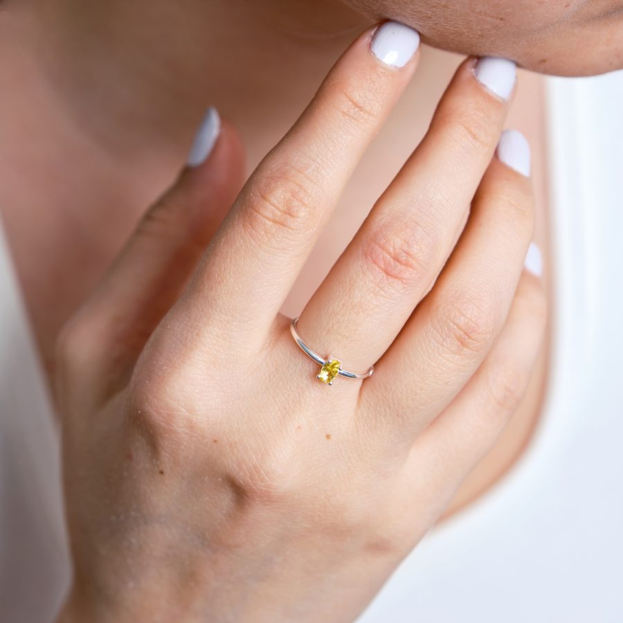 Sitrin Minimal Gümüş Yüzük