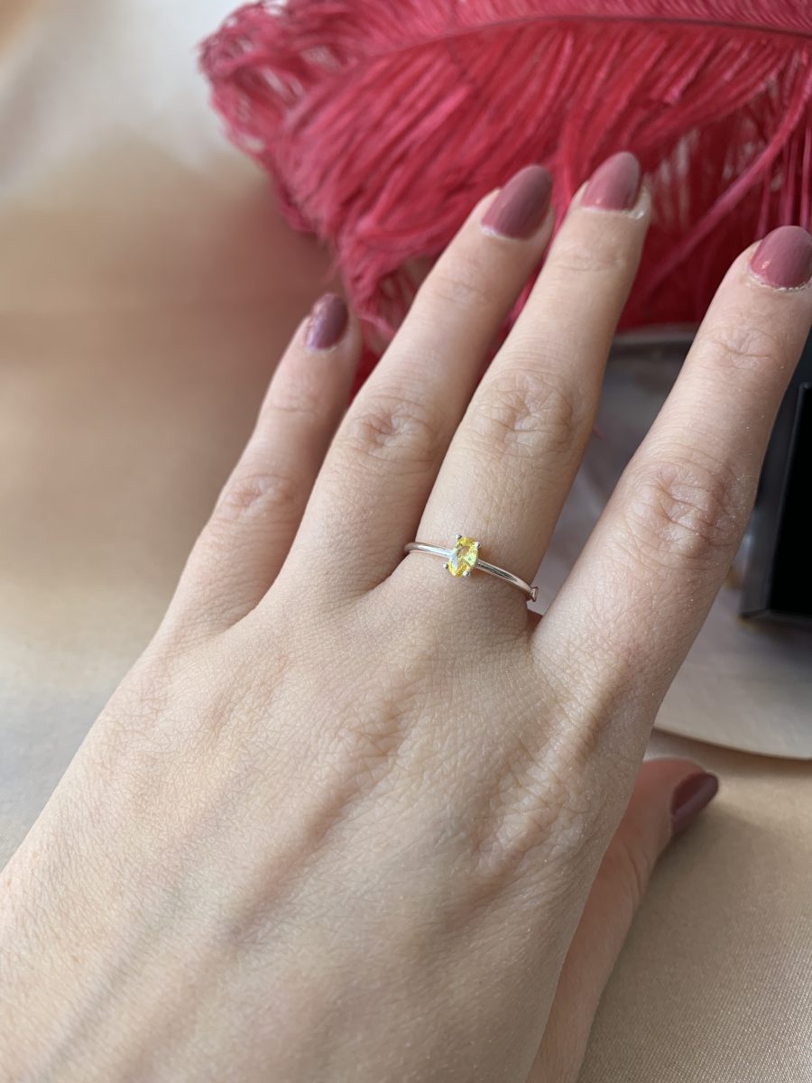 Sitrin Minimal Gümüş Yüzük