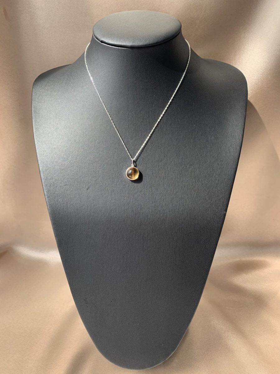 Sitrin Yuvarlak Gümüş Kolye