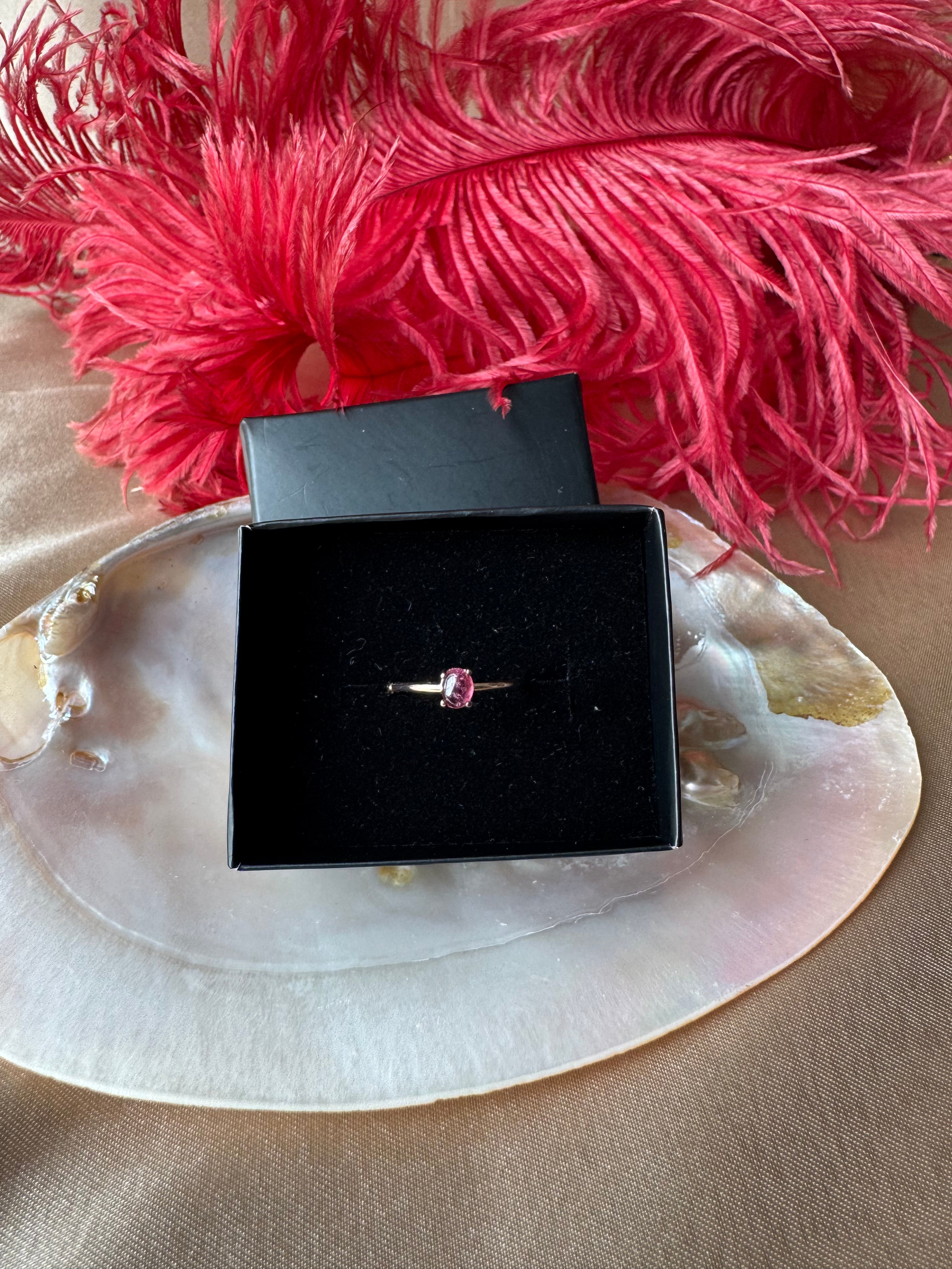 Turmalin Minimal Rose Gold Yüzük