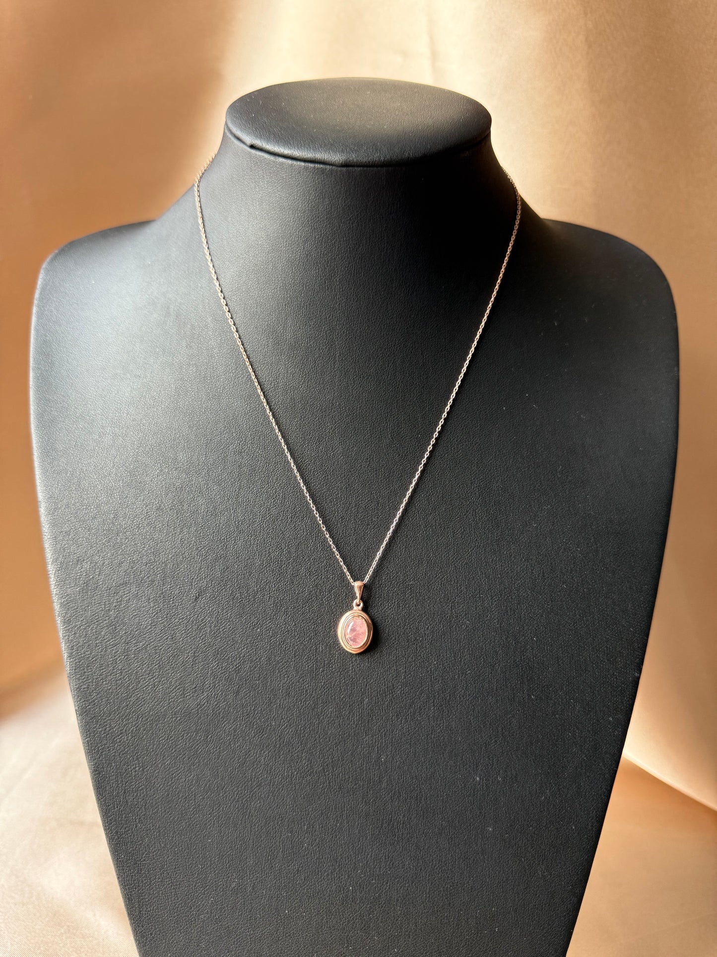 Pembe Kuvars Minimal Vintage Rose Gold Kolye