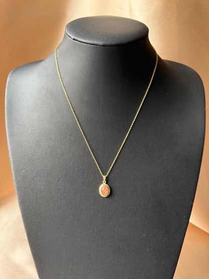 Güneş Taşı Minimal Vintage Gold Kolye