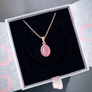 Pembe Kuvars Minimal Rose Gold Kolye