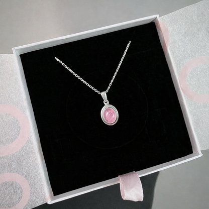 Pembe Kuvars Minimal Vintage Gümüş Kolye