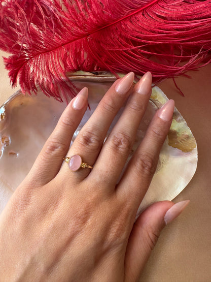 Pembe Kuvars Diana Gold Yüzük