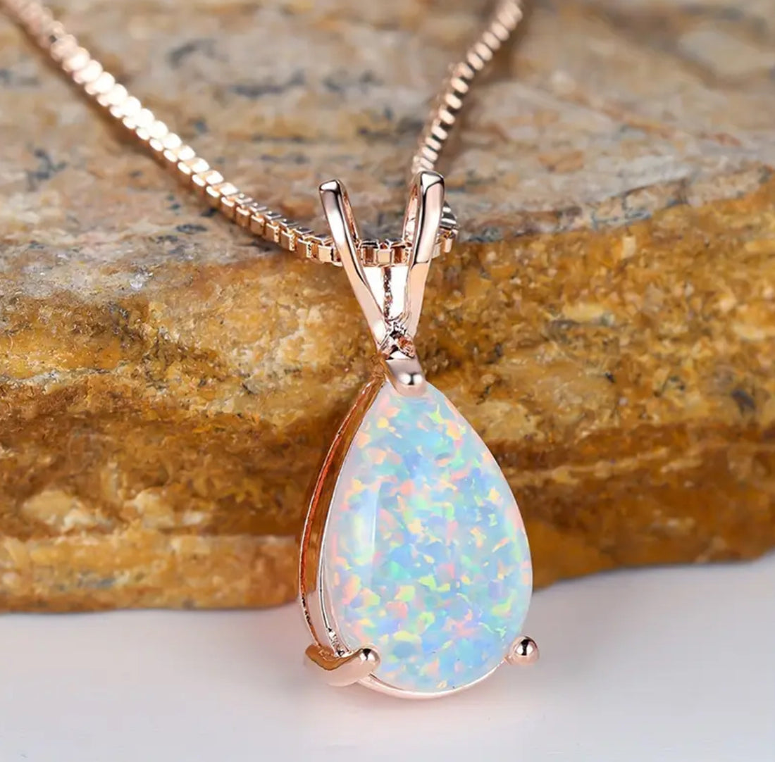 Opal Damla Rose Gold Kolye