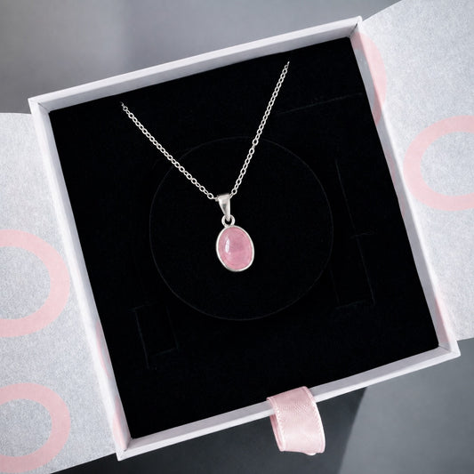Pembe Kuvars Minimal Gümüş Kolye
