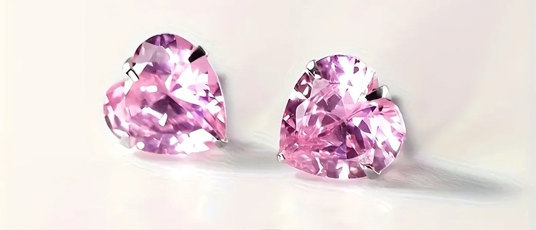 Pembe Kuvars Minimal Kalp Gümüş Küpe