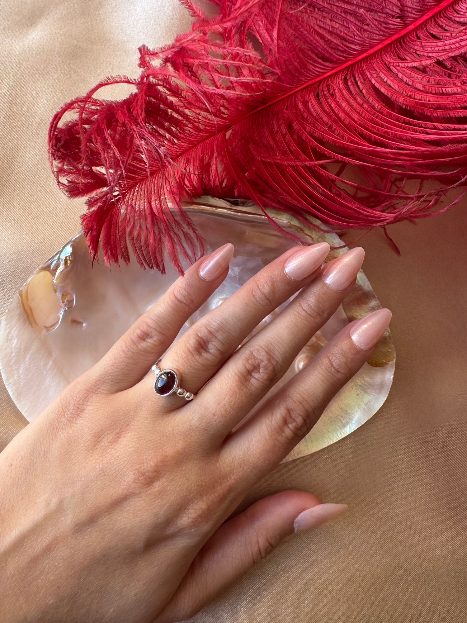 Lal Taşı (Garnet) Hera Gümüş Yüzük