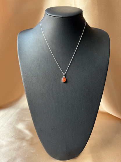Güneş Taşı Minimal Gümüş Kolye