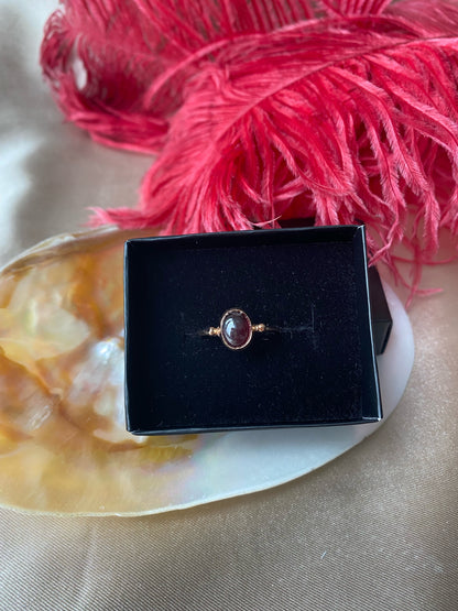 Lal Taşı (Garnet) Basic Rose Gold Yüzük