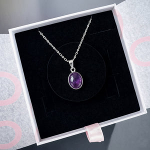 Ametist Minimal Gümüş Kolye