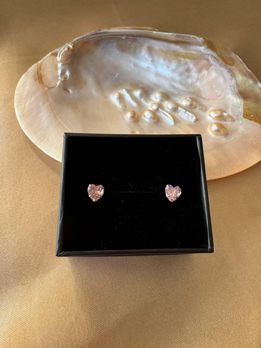 Pembe Kuvars Minimal Kalp Rose Gold Küpe