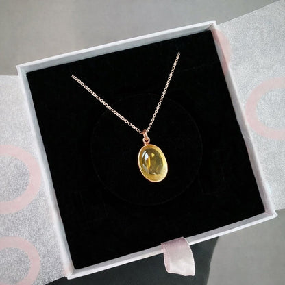 Sitrin Büyük Oval Rose Gold Kolye