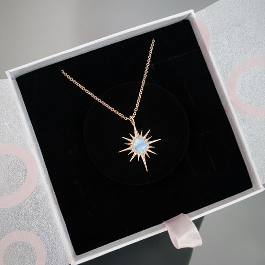 Ay Taşı Büyük Kuzey Yıldızı Rose Gold Kolye