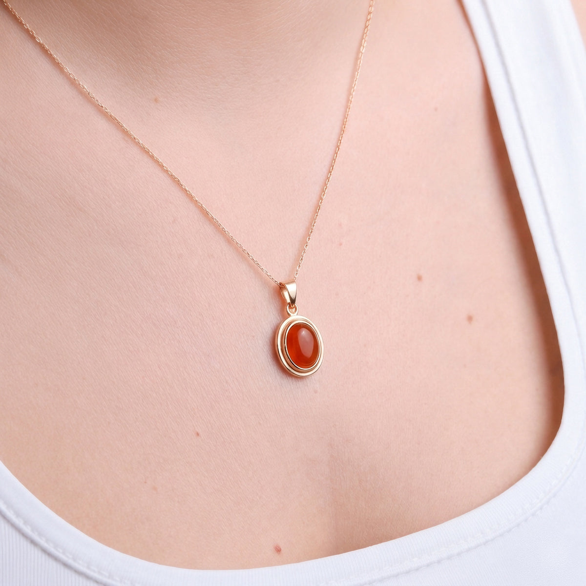 Akik Minimal Vintage Rose Gold Kolye