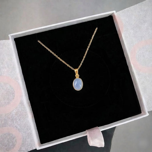 Kalsedon Minimal Gold Kolye
