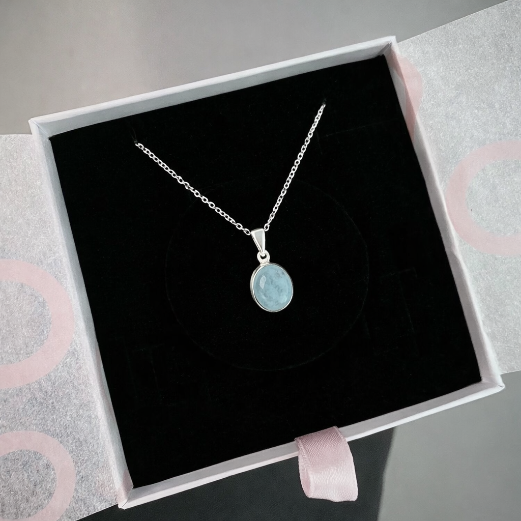 Akuamarin Minimal Gümüş Kolye