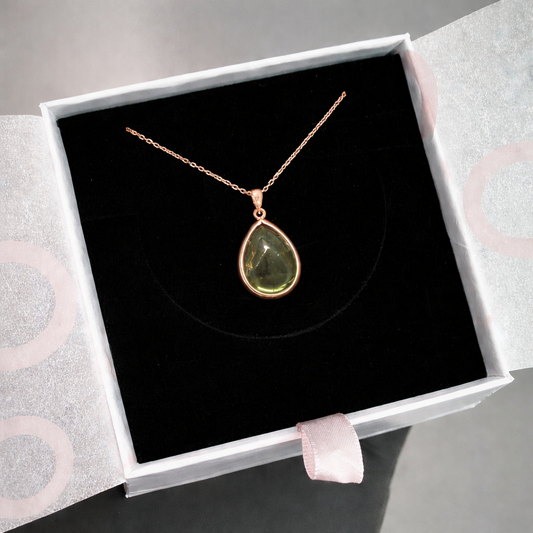 Sitrin Büyük Damla Rose Gold Kolye
