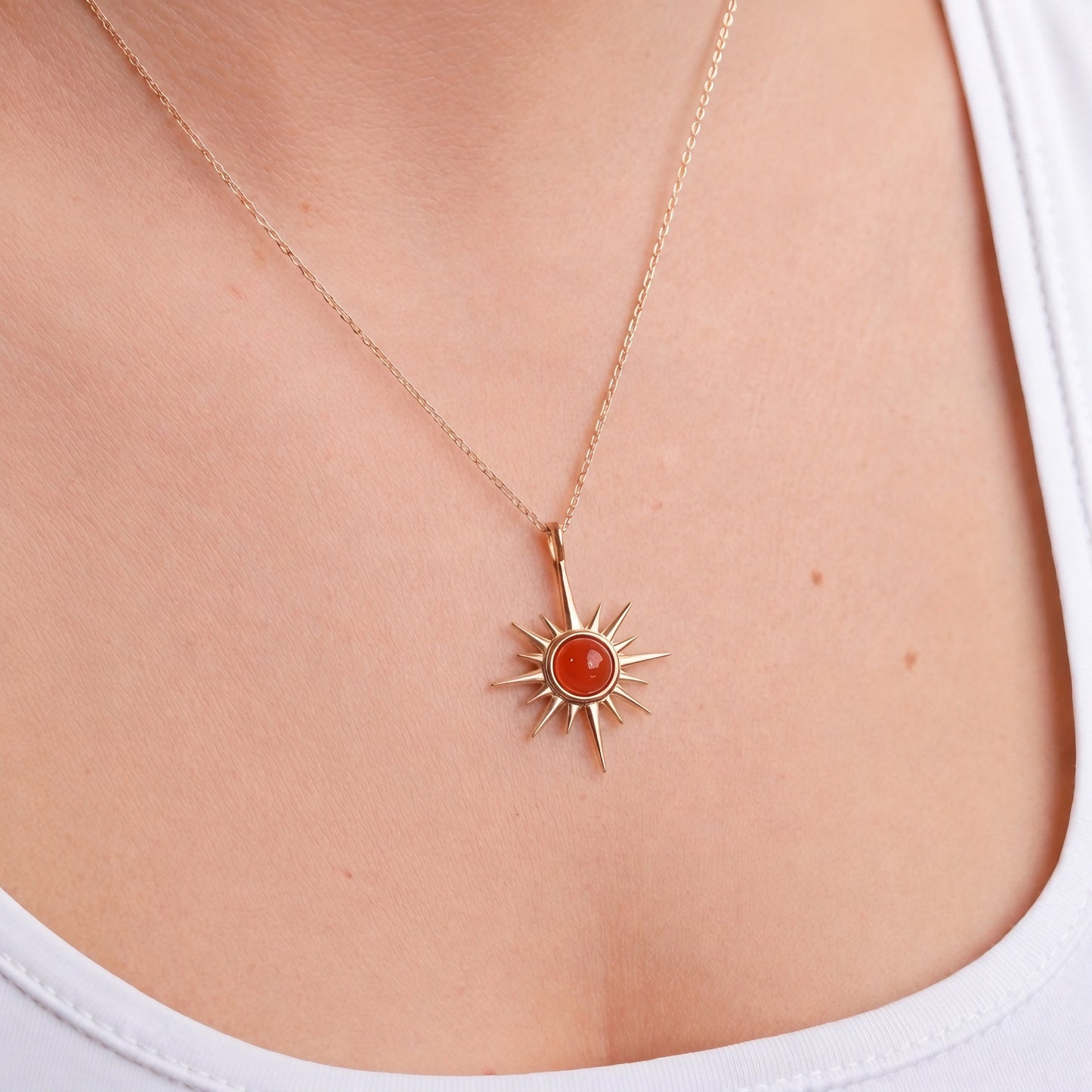 Akik Kuzey Yıldızı Rose Gold Kolye