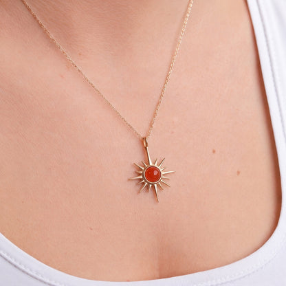 Akik Kuzey Yıldızı Rose Gold Kolye
