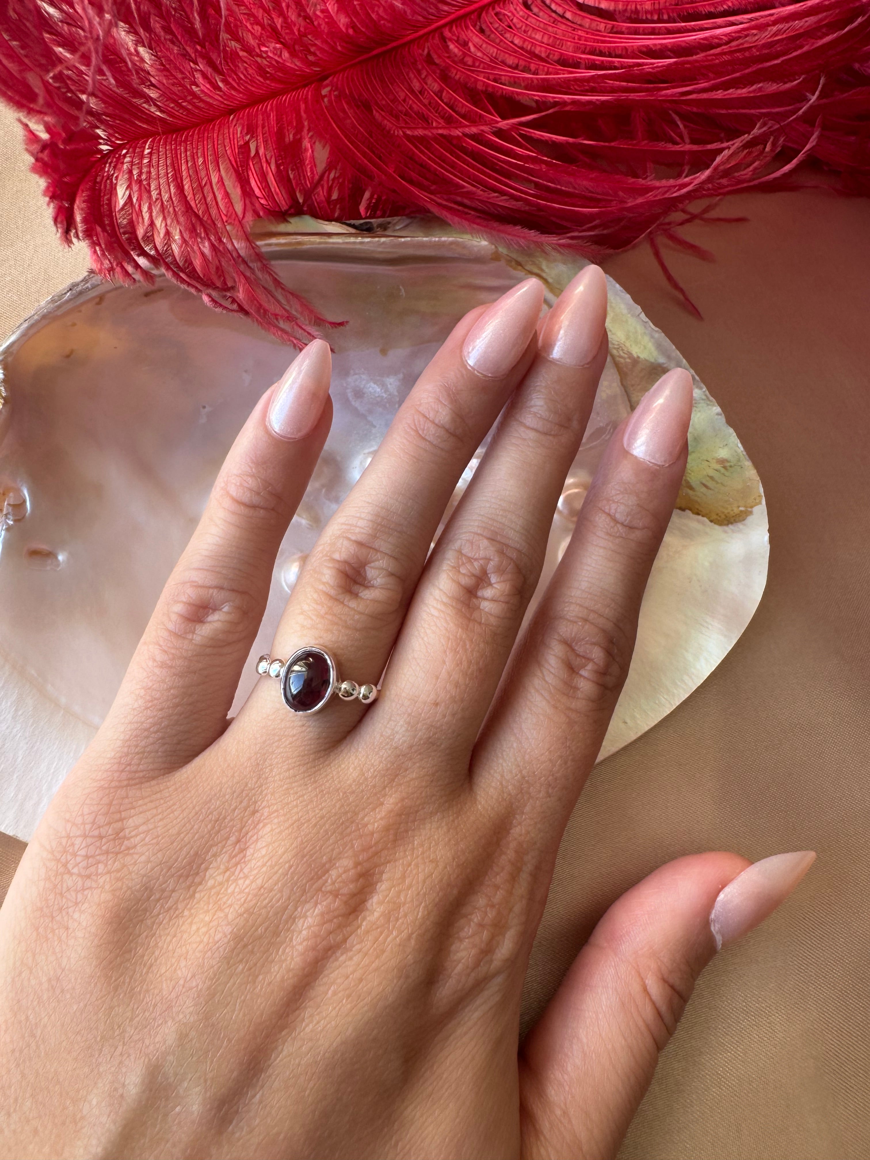 Lal Taşı (Garnet) Hera Gümüş Yüzük