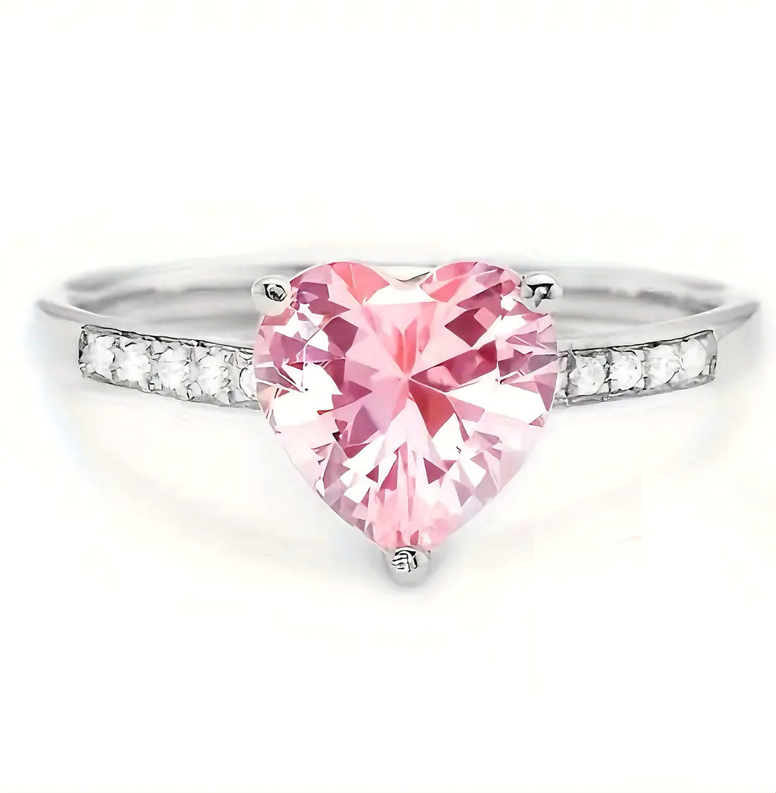 Pembe Kuvars Kalp Gümüş Yüzük