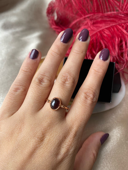 Lal Taşı (Garnet) Basic Rose Gold Yüzük