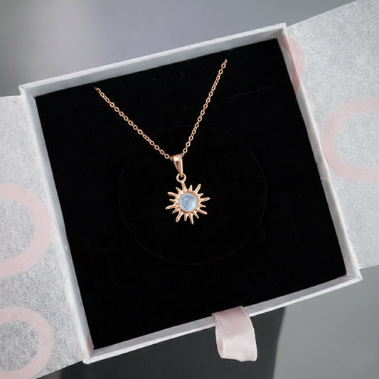 Ay Taşı Minimal Güneş Rose Gold Kolye