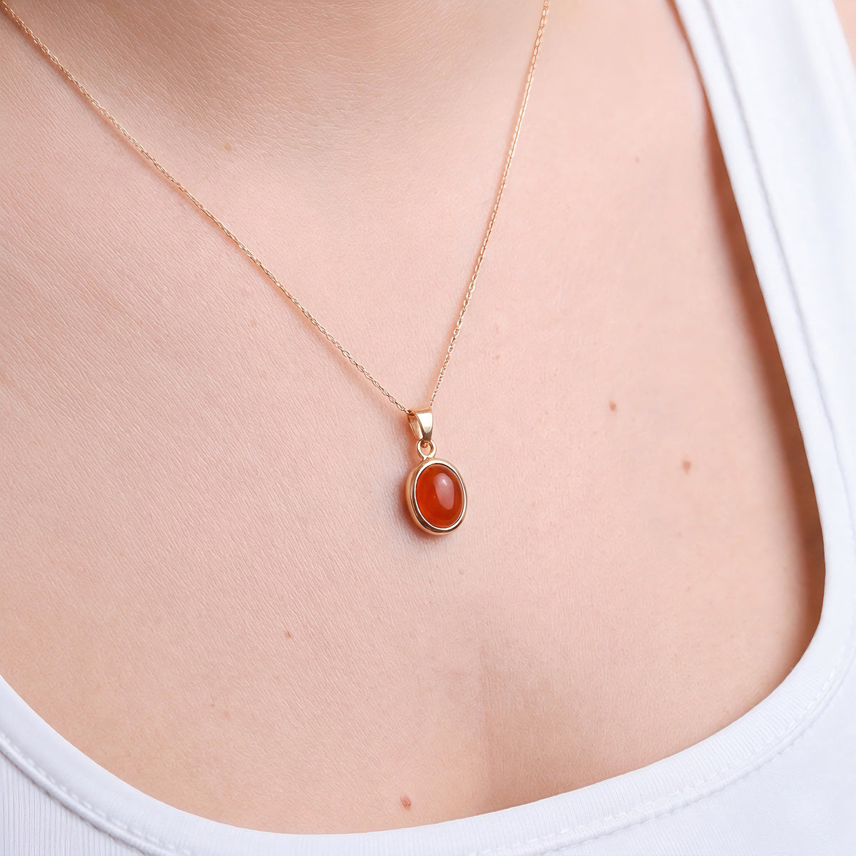 Akik Minimal Rose Gold Kolye