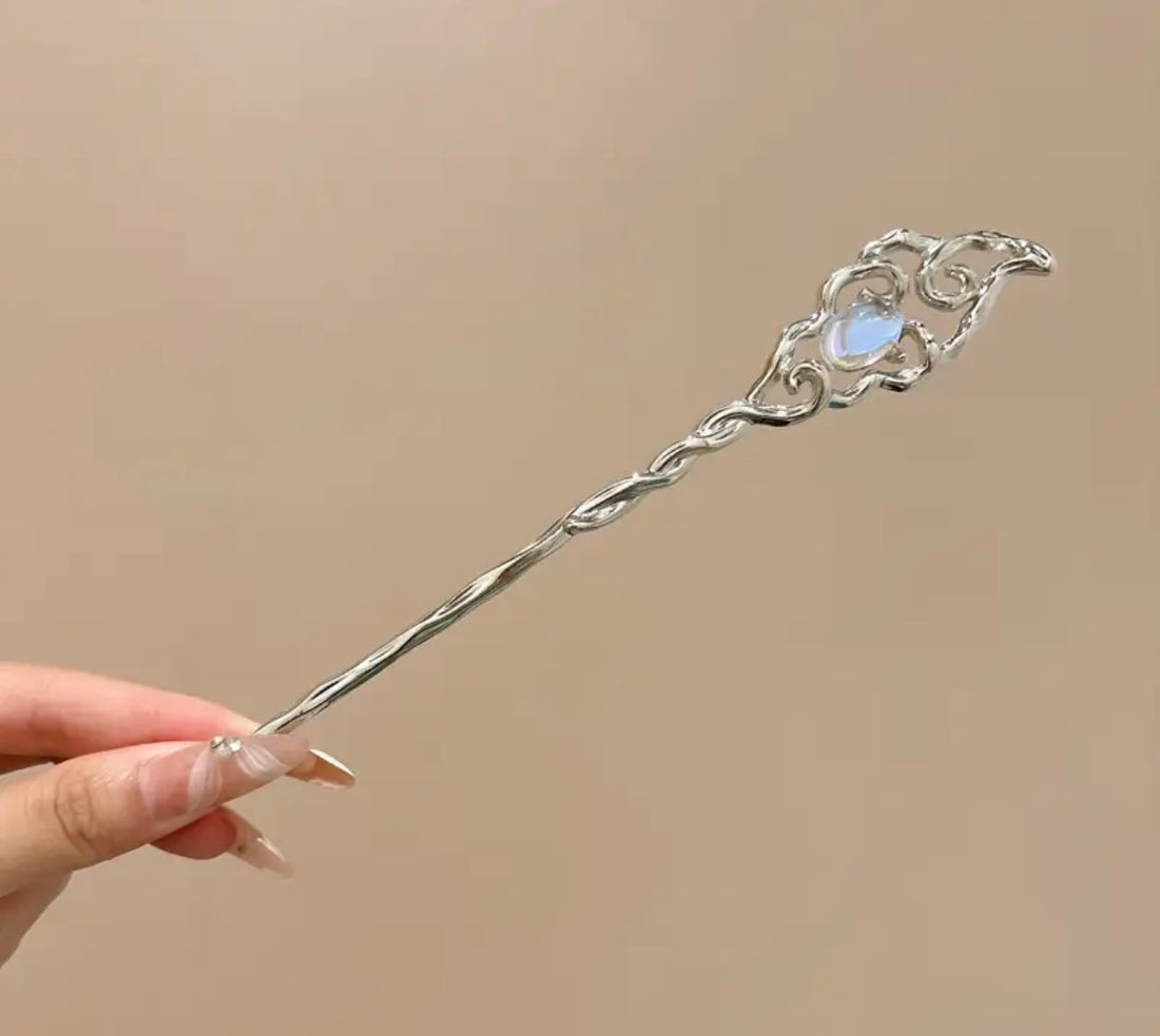 Ay Taşı Vintage Metal Saç Tokası