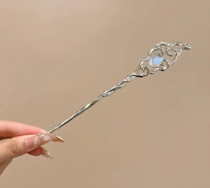 Ay Taşı Vintage Metal Saç Tokası
