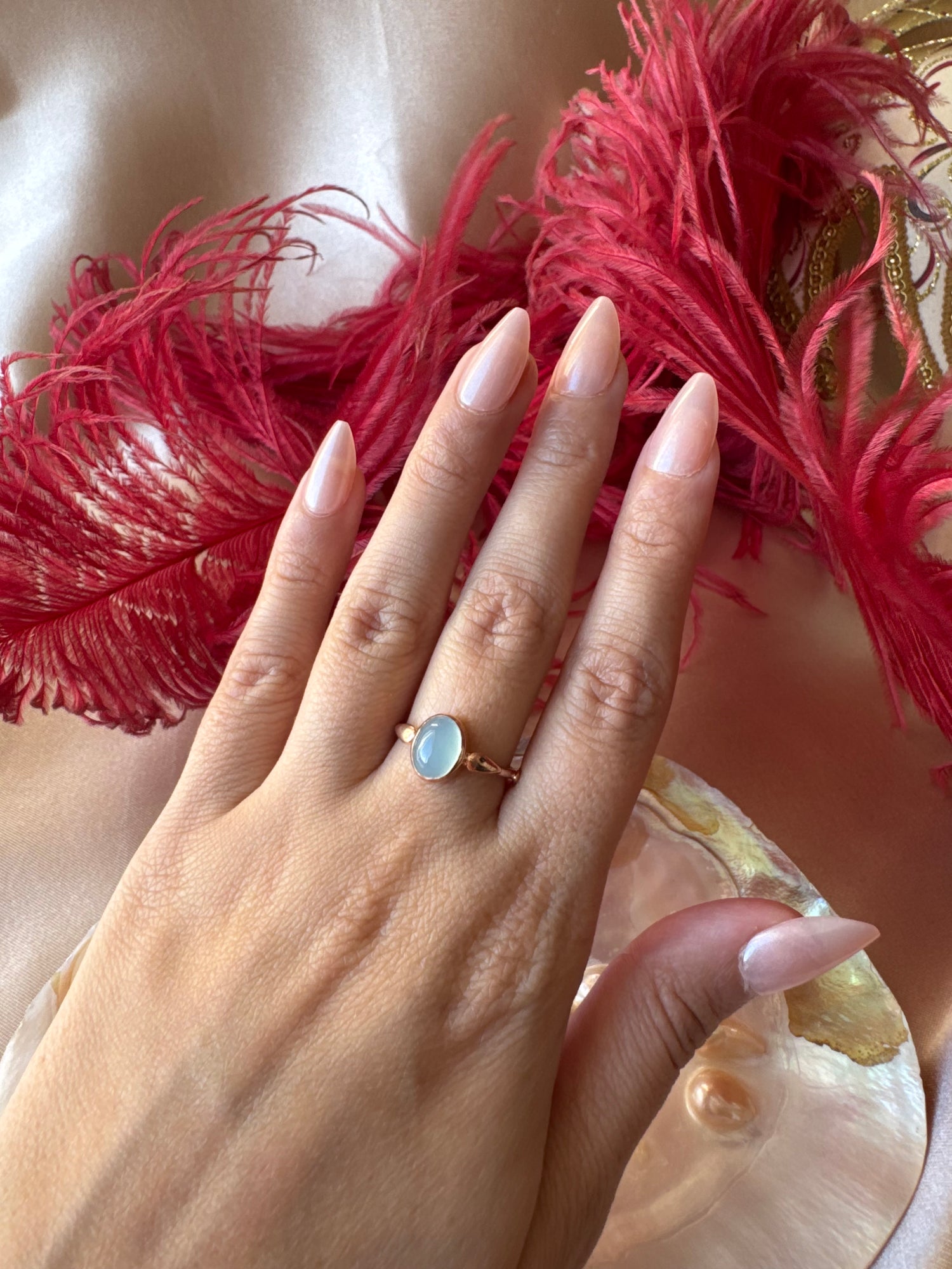 Akuamarin Mary Rose Gold Yüzük